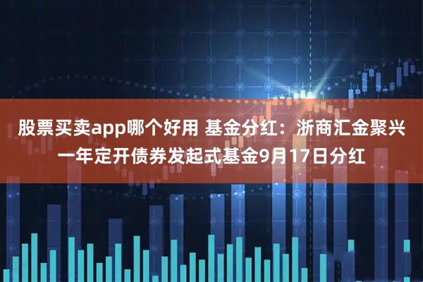 股票买卖app哪个好用 基金分红：浙商汇金聚兴一年定开债券发起式基金9月17日分红